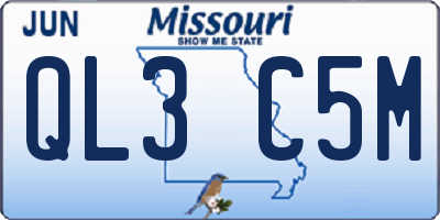MO license plate QL3C5M
