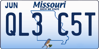 MO license plate QL3C5T