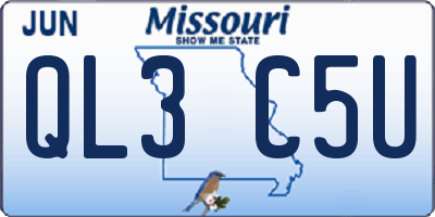 MO license plate QL3C5U