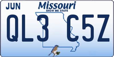 MO license plate QL3C5Z