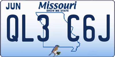 MO license plate QL3C6J