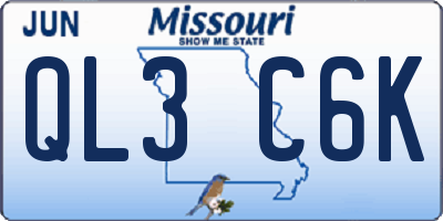 MO license plate QL3C6K