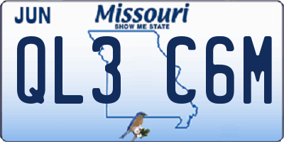 MO license plate QL3C6M