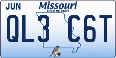 MO license plate QL3C6T