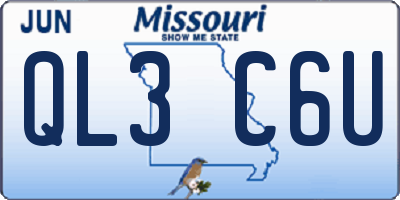 MO license plate QL3C6U