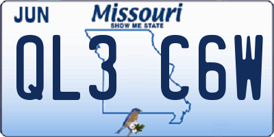 MO license plate QL3C6W