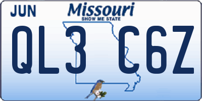 MO license plate QL3C6Z
