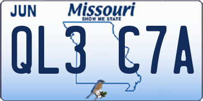 MO license plate QL3C7A