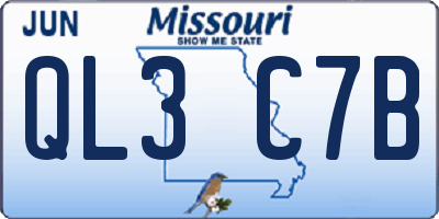 MO license plate QL3C7B