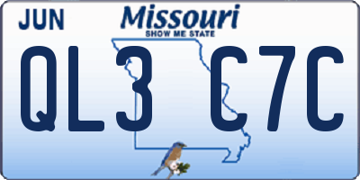 MO license plate QL3C7C