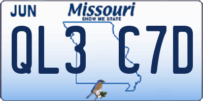 MO license plate QL3C7D
