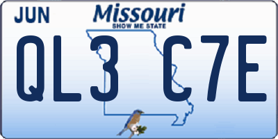 MO license plate QL3C7E