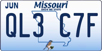 MO license plate QL3C7F