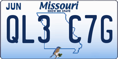 MO license plate QL3C7G