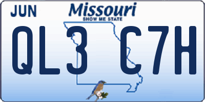 MO license plate QL3C7H