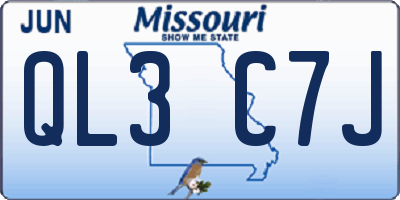 MO license plate QL3C7J