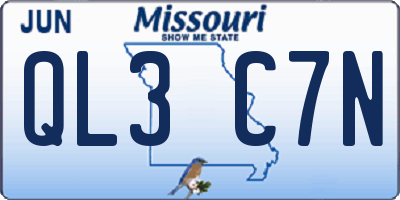 MO license plate QL3C7N