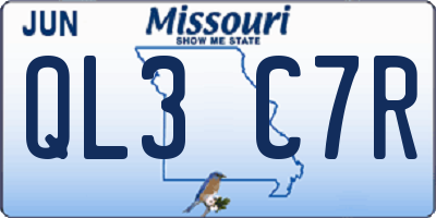 MO license plate QL3C7R