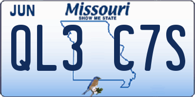 MO license plate QL3C7S