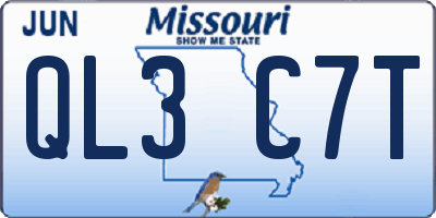 MO license plate QL3C7T