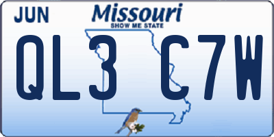 MO license plate QL3C7W