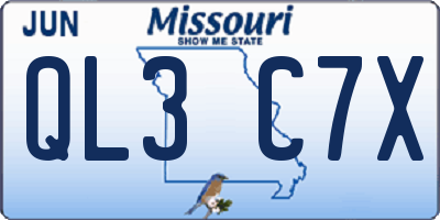 MO license plate QL3C7X