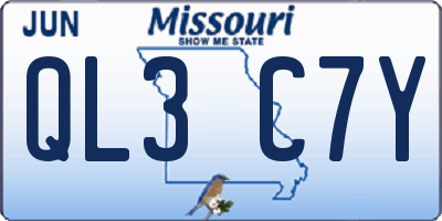 MO license plate QL3C7Y