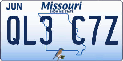 MO license plate QL3C7Z