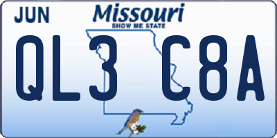 MO license plate QL3C8A