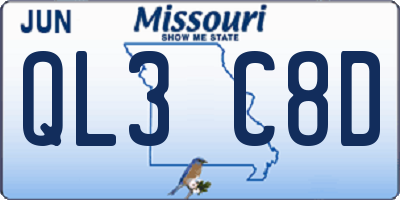 MO license plate QL3C8D