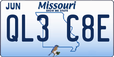 MO license plate QL3C8E