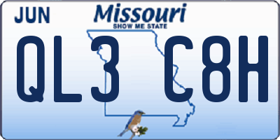 MO license plate QL3C8H