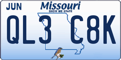 MO license plate QL3C8K