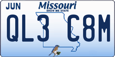 MO license plate QL3C8M