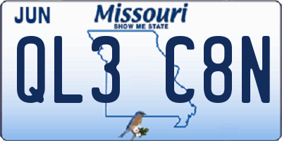 MO license plate QL3C8N