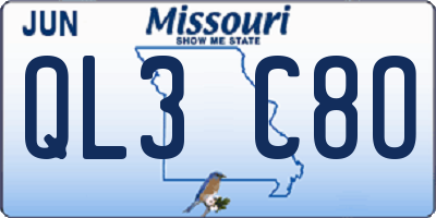MO license plate QL3C8O