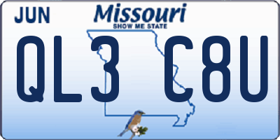 MO license plate QL3C8U