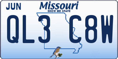 MO license plate QL3C8W