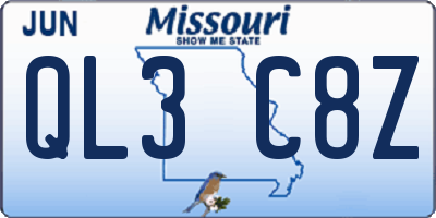 MO license plate QL3C8Z