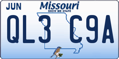 MO license plate QL3C9A