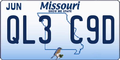 MO license plate QL3C9D