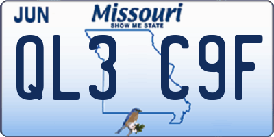 MO license plate QL3C9F