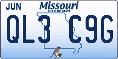 MO license plate QL3C9G