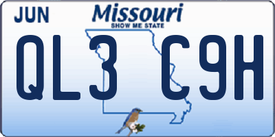 MO license plate QL3C9H