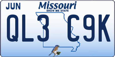 MO license plate QL3C9K
