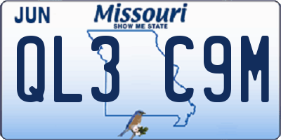 MO license plate QL3C9M