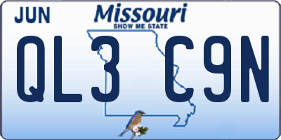 MO license plate QL3C9N