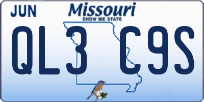 MO license plate QL3C9S