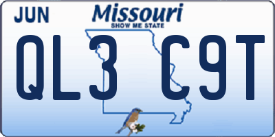 MO license plate QL3C9T