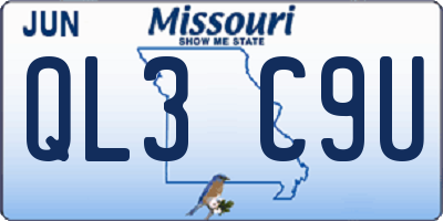 MO license plate QL3C9U